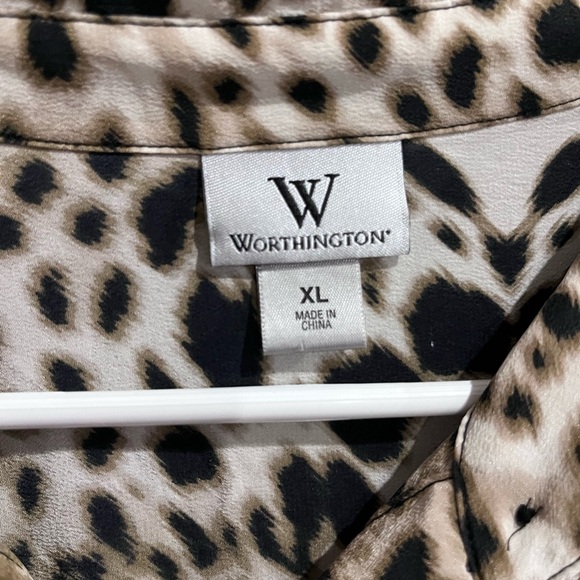 Worthington Animal Print Blouse - Picture 6 of 8